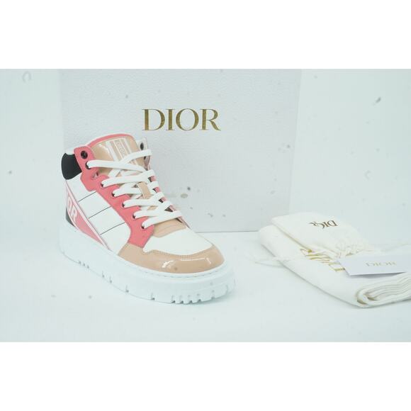 Christian Dior D Player Leather High Top Sneakers SZ 36 Trainer $2314 Basketball - Picture 1 of 12